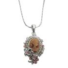 Pink Lady Cameo Victorian Pendant Silver Flower Jewelry Cameo Necklace