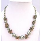Olivine Pearls with Olivine Nugget & Olivine Glass Beads Beautiful Necklace Inexpensive Affordable Necklace Under $10 Necklace