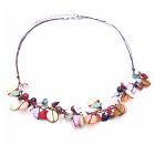 Charming Necklace Multicolored Semi Precious Nuggets & Mop Shell Necklace