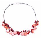 Semi Precious w/ Jewelry Coral Nugget & Mop Shell Handmade Necklace
