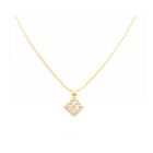 GOld Micron 18K Plated Necklace Square Pendant Embeded Swiss Cubic Zircon