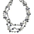 Bridesmaid White Grey Freshwater Pearls Double / Three Strand Necklace