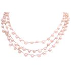 Freshwater Pearls Long Necklace 68 Inches Ivory Pink Peach Silk Thread