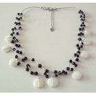 Black & White Jewelry White Shells & Black Beads Three Stranded Beautiful Necklac