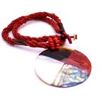Abalone Shiva Eye Teardrop Pendant Necklace Abalone Red Beaded Jewelry
