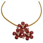Inexpensive Fashion Fuchsia Flower Pendant Necklace