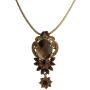 Antique Pendant Vintage Smoked Tapaz Crystals Gold Frame Necklace