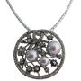 This Enchanting Pendant Gray Pearls Black Diamond Crystals Necklace