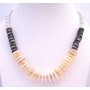 Natural Color Rings w/ Black Rings & White Pearls Classy Necklace