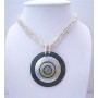 Necklace Multi Strands Indonesia Cream w/ Mother Shell Pendant