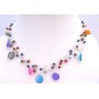 Fancy Multi Beads Multi Shell Summer Three Stranded Choker Necklace