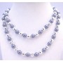 Classy Beads Grey Pearls Necklace Multifaceted Beads Long Necklace