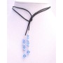 Aquamarine Crystals Lariat Necklace w/ Swarovski Blue Pearl Necklace