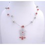 Handmade Red Bali Silver Beaded Wire Necklace Double Stranded Necklace