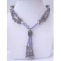 Long Necklace Amethyst Nugget w/ Simulated Amethyst Crystals Necklace