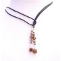 Lariat Jewelry Necklace w/ Brown Peach Smoked Topaz Cube Crystal Lariat Necklace