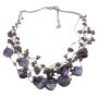 Amethyst Nugget Purple Shell Beads Multi String Amethyst Tone Necklace