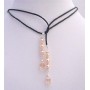 Pearls Lariat Necklace w/ Swarovski Peach Cube Crystals Bali Silver