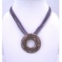 Multistranded Purple Amethyst Necklace w/ Round Pendant