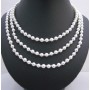 White Faux Pearls Long Necklace w/ Glass Beads 58 Inches long Necklace