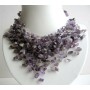 Amethyst Stone Nugget Stone Chip Multiple Drop Tassel Lovely Necklace