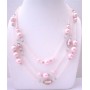 Multi Pink Beaded 3 Strands Necklace pink Pearl Millefiori Painted Beads 20 Inches Long Necklace