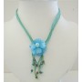 Multi Stranded Necklace w/ Cool Blue Flower Pendant