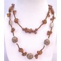 Brown Long Necklace 34 Inches Double Stranded Necklace Tiny Glass Bead