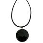 Agate Stone Round Pendant Framed in Rhodium Pendant Necklace Jewelry