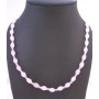 Rose Quartz Beads w/ Chinese Crystals Long Necklace Wear Double Strand