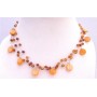 Carnelian Shell Necklace Three Stranded Carnalian Beads Shell Necklace