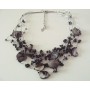 Multistranded Summer Necklace Black Nugget Shell & Beads Necklace Multi String Black Tone Necklace