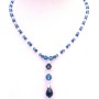 TriColor Swarovski Crystals Indicolite Night Blue Clear Crystal Drop Down Necklace