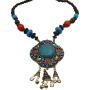 Artistically Designed Necklce w/ Turquoise Flower Engraved Necklace