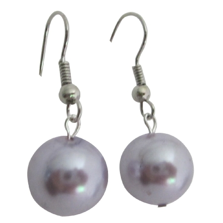 Fancy Synthetic Light Purple Pearls Earrings