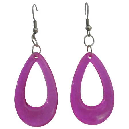 Dollar Jewelry Sexy Purple Glass Teardrop Earrings