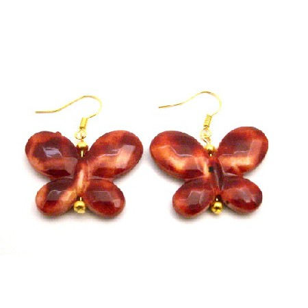 Raising Funds Only A Dollar Jewelry Brown Butterfly Gold Hook Earrings