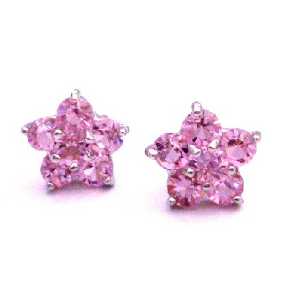 Only Dollar Rose Pink Stud Earrings Flower Stud Earrings