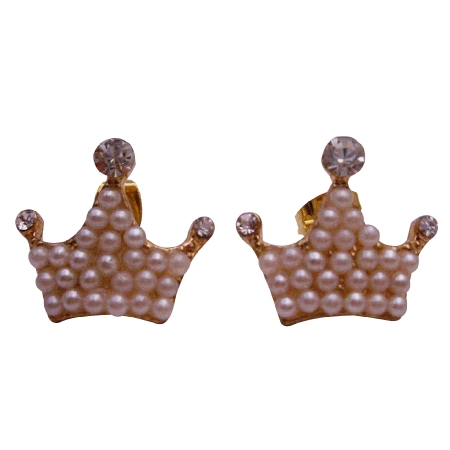Crown Shaped Pearls Earring