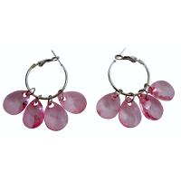 Delicate Sleek Lite Pink Dangling Earrings Simulated Glass Beadss