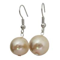 Synthetic Peach Pearls Dollar Earrings Earrings 