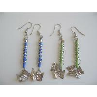 Butterfly Dangling Earrings In Green And Blue Color 