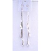 Corn Shaped Beads Dangling w/ Silver Plated Strings 4 Inches Long Earrings 