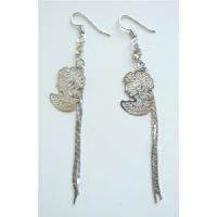 Long Chandelier Earrings Lady Cameo Photo w/ Long Tassel Earrings 