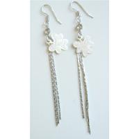 Alloy Enamel Flower Chandelier Earrings w/ Long Tassel Drop Down Earrings 