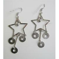 Big Stars w/ Dangling Beads Alloy Dangling Chandelier Earrings 