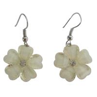 Enamel White Flower Earrings With Simulated Diamond Earrings In Center Dollar Earrings