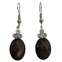 Jasper stone Colored Oval Bead Decorated With 3 Simulated Diamond On The Top Ethnic Dollar Earrings