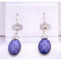 Ethnic Traditional Dollar Earrings Amethyst Stone Colored Oval Bead Decorated With 3 Simulated Diamond On The Top