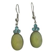 Aquamarine Oval Bead Earrings With Aquamarine Cubic Zircon Decorated on The Top Very Beautiful Earrings